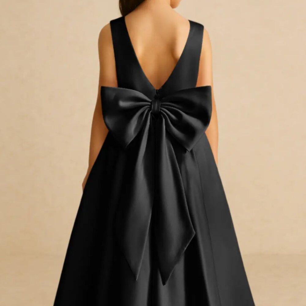 Azazie Black Formal Kids Dress with Bow